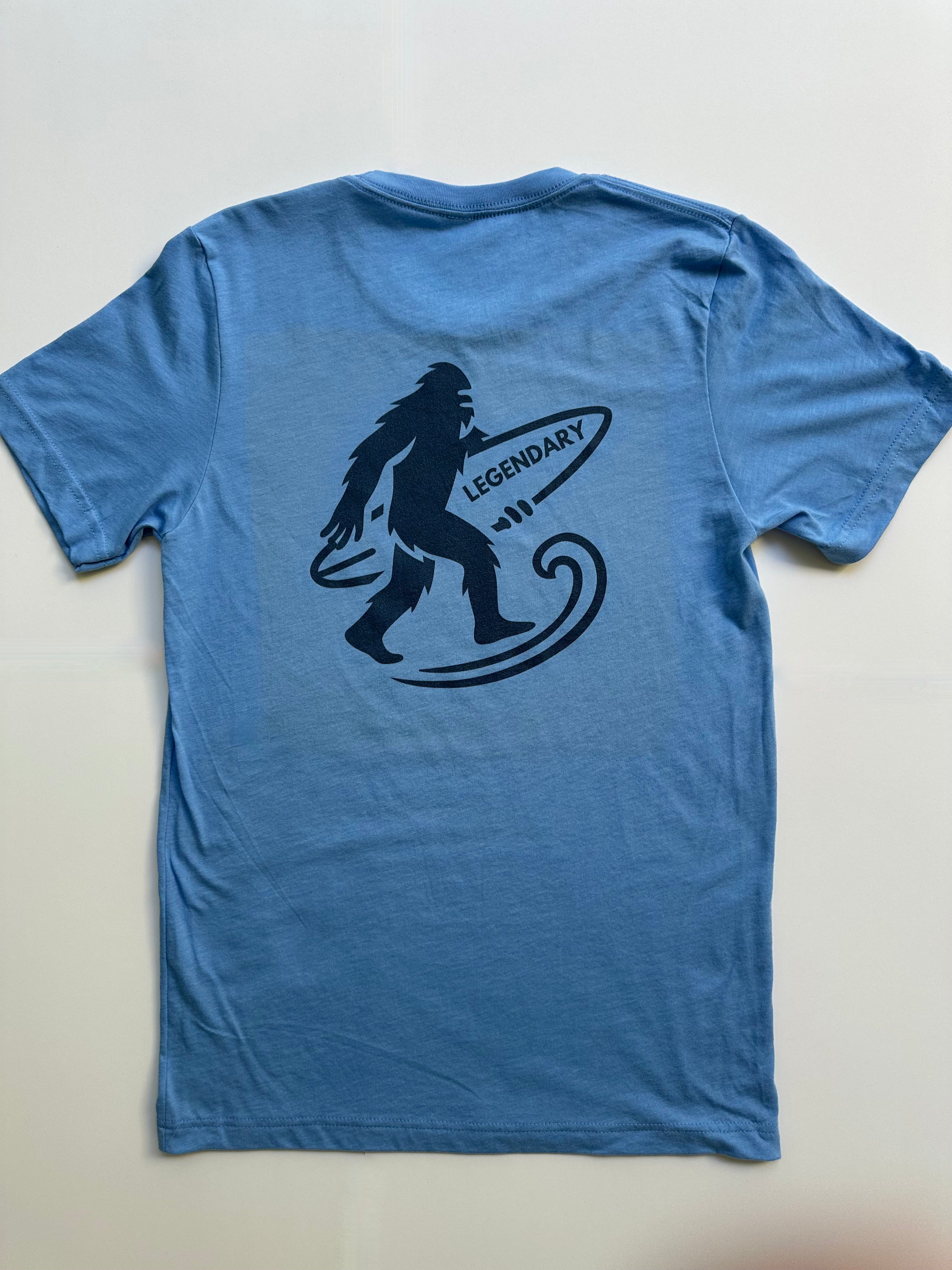 Legendary Bigfoot Blue Surf Tee – Premium Coastal T-Shirt