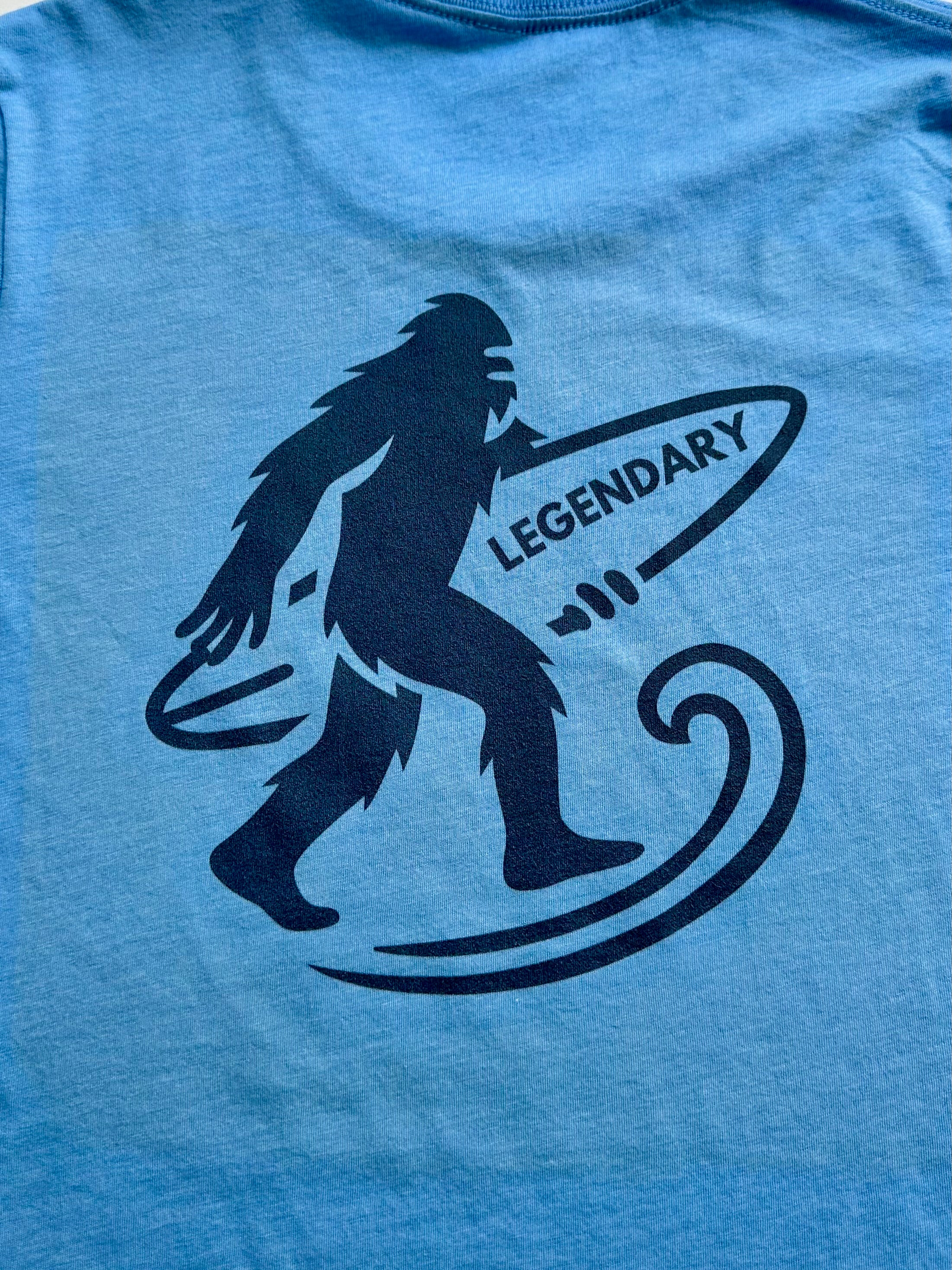 Legendary Bigfoot Blue Surf Tee – Premium Coastal T-Shirt