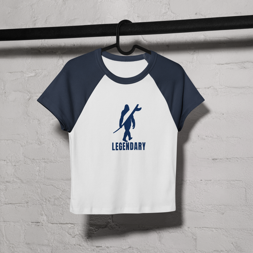 Legendary Women’s Raglan Baby Tee – Navy Blue & White