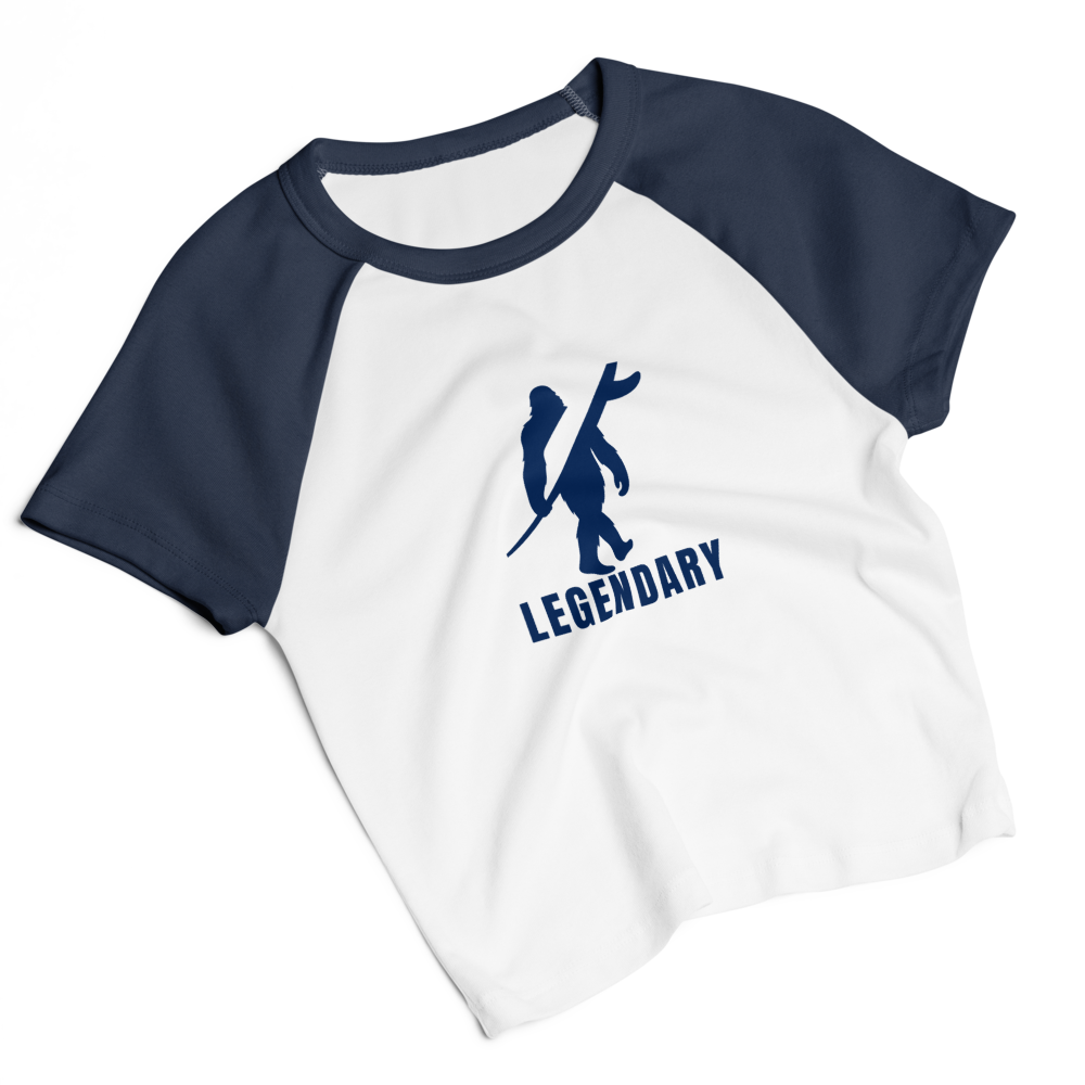 Legendary Women’s Raglan Baby Tee – Navy Blue & White