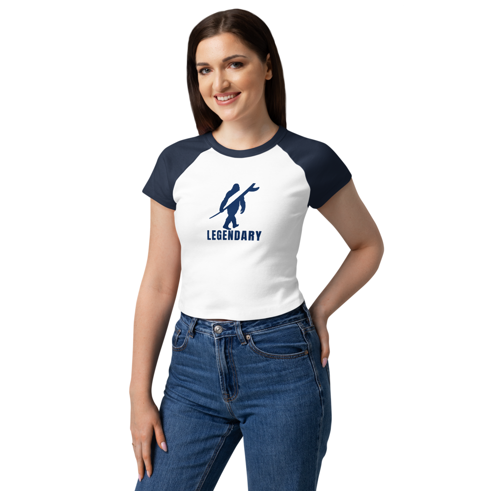 Legendary Women’s Raglan Baby Tee – Navy Blue & White